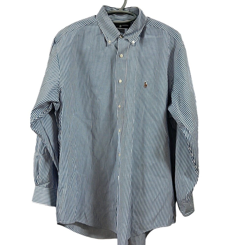 Ralph Lauren Yarmouth 16.33 Blue Mens Long Sleeve‎ Stripe